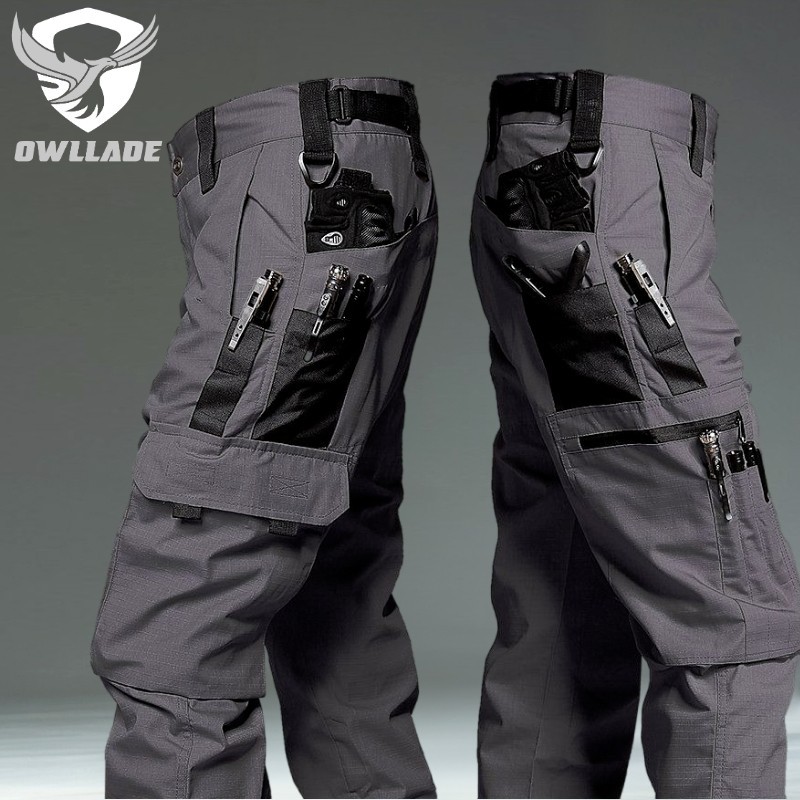 Eaglade กางเกงคาร์โก้ยุทธวิธีสําหรับผู้ชายกันน้ําสีเทา JTJKC