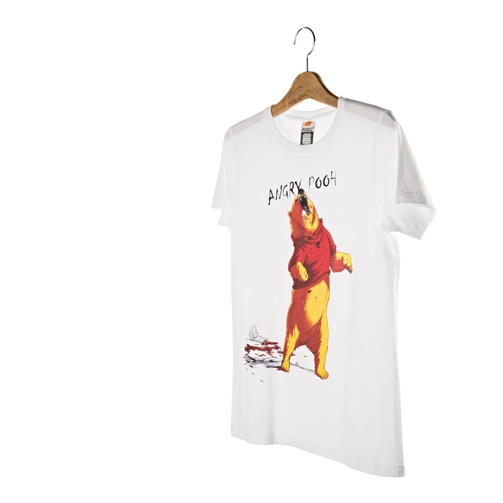 ยินดีต้อนรับ a ราคาระเบิดINDEEZ : เสื้อยืดสีขาว พิมพ์ลายหมีพูโกรธรหัสเต็มS-3XL
