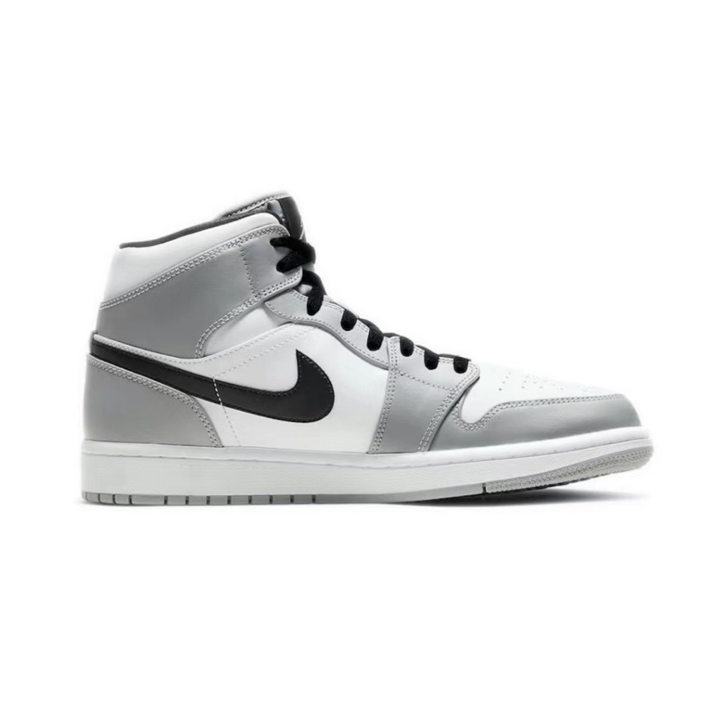Nike Jordan Air Jordan 1 Mid "Light Smoke Grey" aj1 รองเท้าบาสเก็ตบอลhot shoes สบาย ๆ