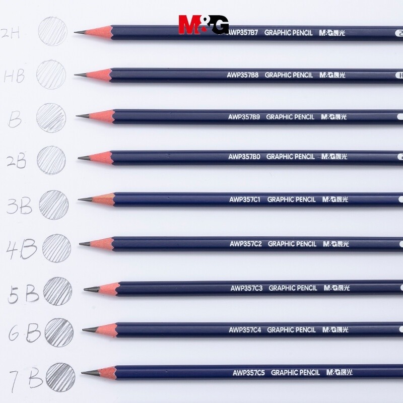 M&g เครื่องเขียน 6 ดินสอร่างนักเรียนผสม Art Exam ดินสอวาดภาพไม้หกเหลี่ยม 12 ชิ้น/กล่อง AWP357E6 MG MG