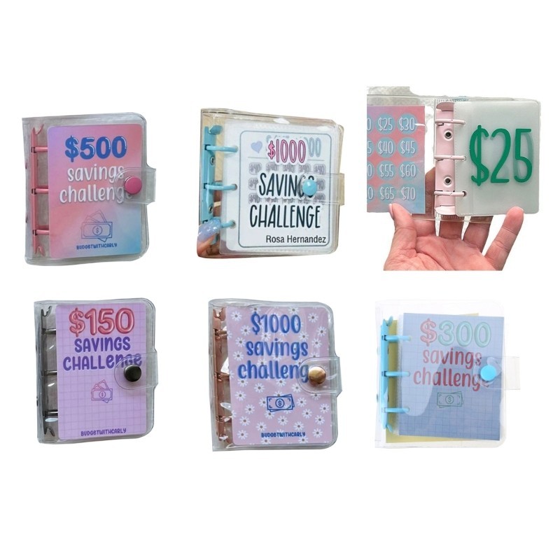 WIT เงิน Challenge Binder Budget Notebook Binder $150 300 500 1000 Saving Challenges Notebook Binder