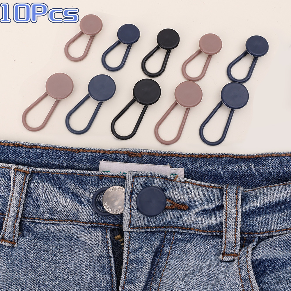 หัวเข็มขัดขยายกางเกง 10 ชิ้น - อุปกรณ์เย็บผ้า DIY - ตัวขยายเอวแบบยืดหยุ่น - ปุ่มขยายซิลิโคน - แบบพกพา, ปรับได้ - สําหรับผู้หญิงตั้งครรภ์, ผู้ชาย