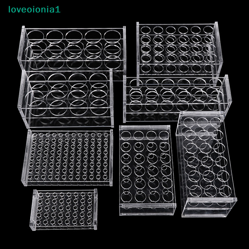 【loveoionia1】ชั้นวางหลอดทดลอง พลาสติกใส เส้นผ่านศูนย์กลางต่างกัน 8 10 12 18 24 40 48 96 หลุม