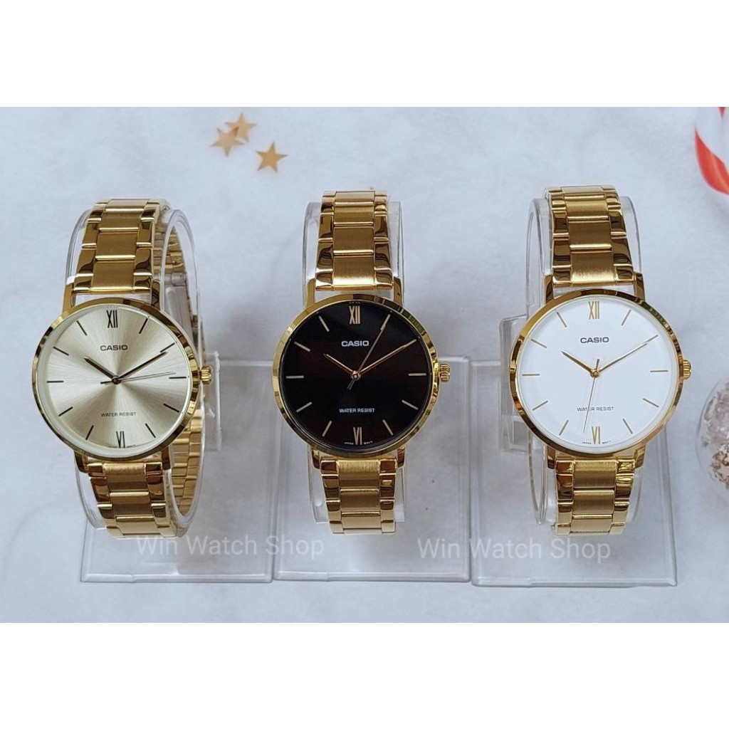 นาฬิกาผู้หญิงเกาหลี นาฬิกาCasioแท้ รุ่น LTP-VT01G-1B ,LTP-VT01G-9B, LTP-VT01G-7B นาฬิกาข้อมือผู้หญิง สายแสตนเลสสีทอง