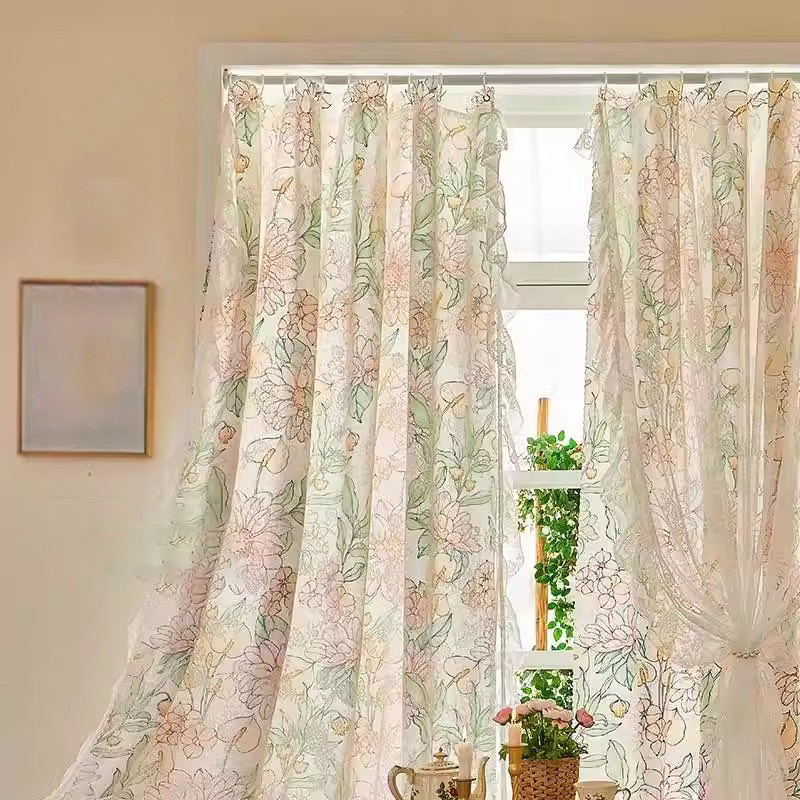 แนะนำ ผ้าม่าน ผ้าม่านลูกไม้ทึบแสง ผ้าตาข่าย ฟรีเจาะรู สําหรับตกแต่งหน้าต่าง ราคาพิเศษ มีเก็บเงินปลายทาง