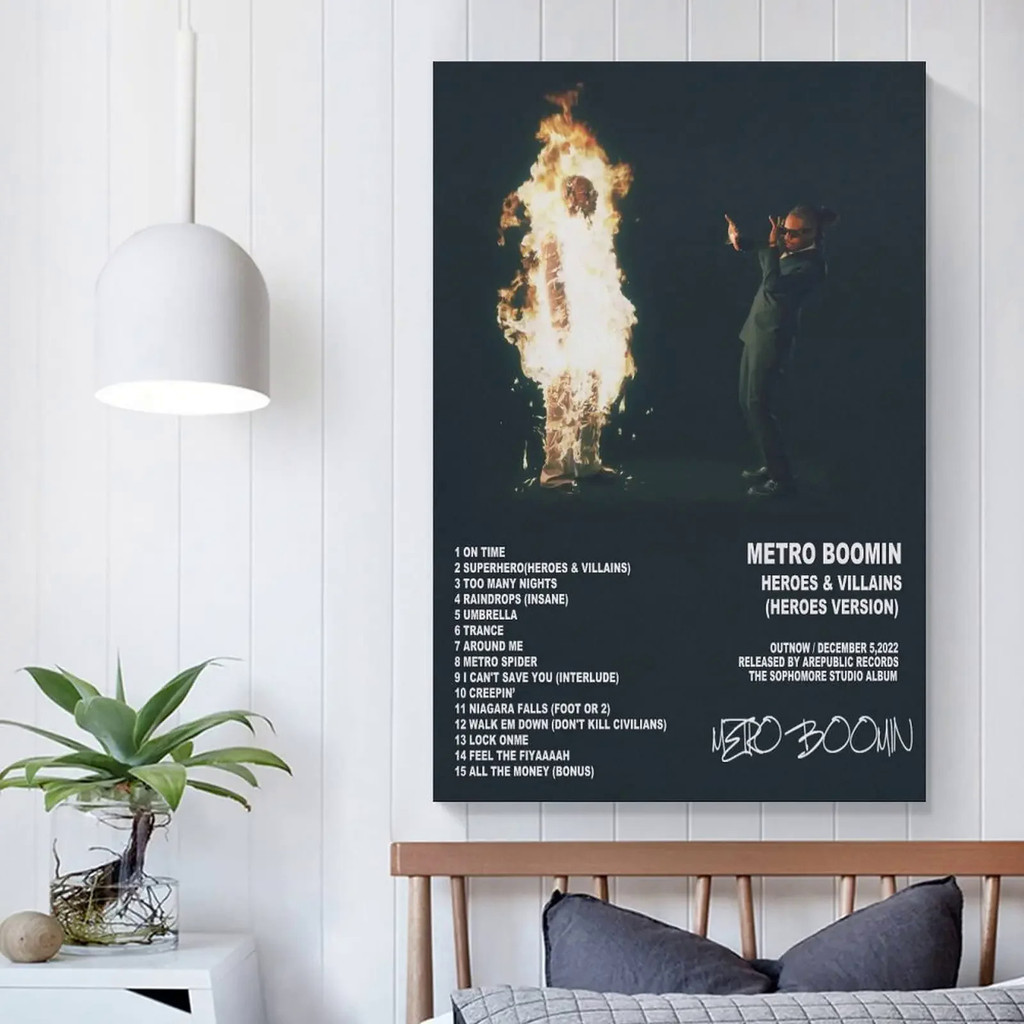 สแกนดิเนเวียน Minimalist Wall Art Pop Rapper Metro Boomin รูปที่ 3