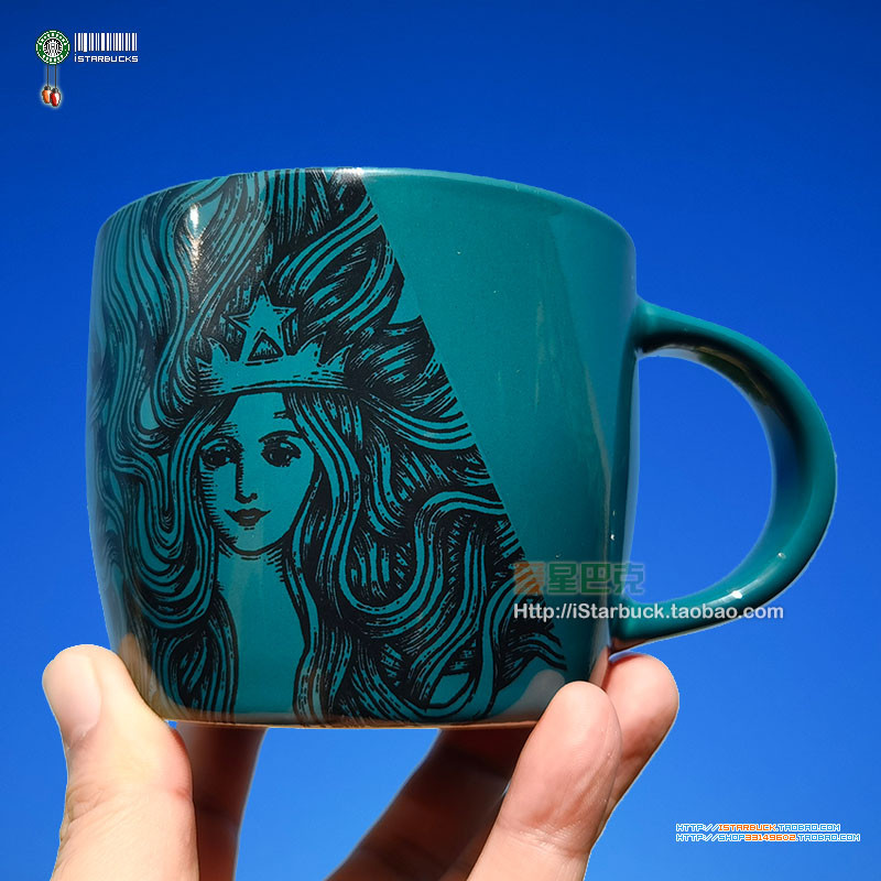 [ins Starbucks Cup] Starbucks 2020th Anniversary Mermaid Lake Green แก้วมัก ด้ามจับหนามาก ขนาด 14 ออนซ์ 414 มล.