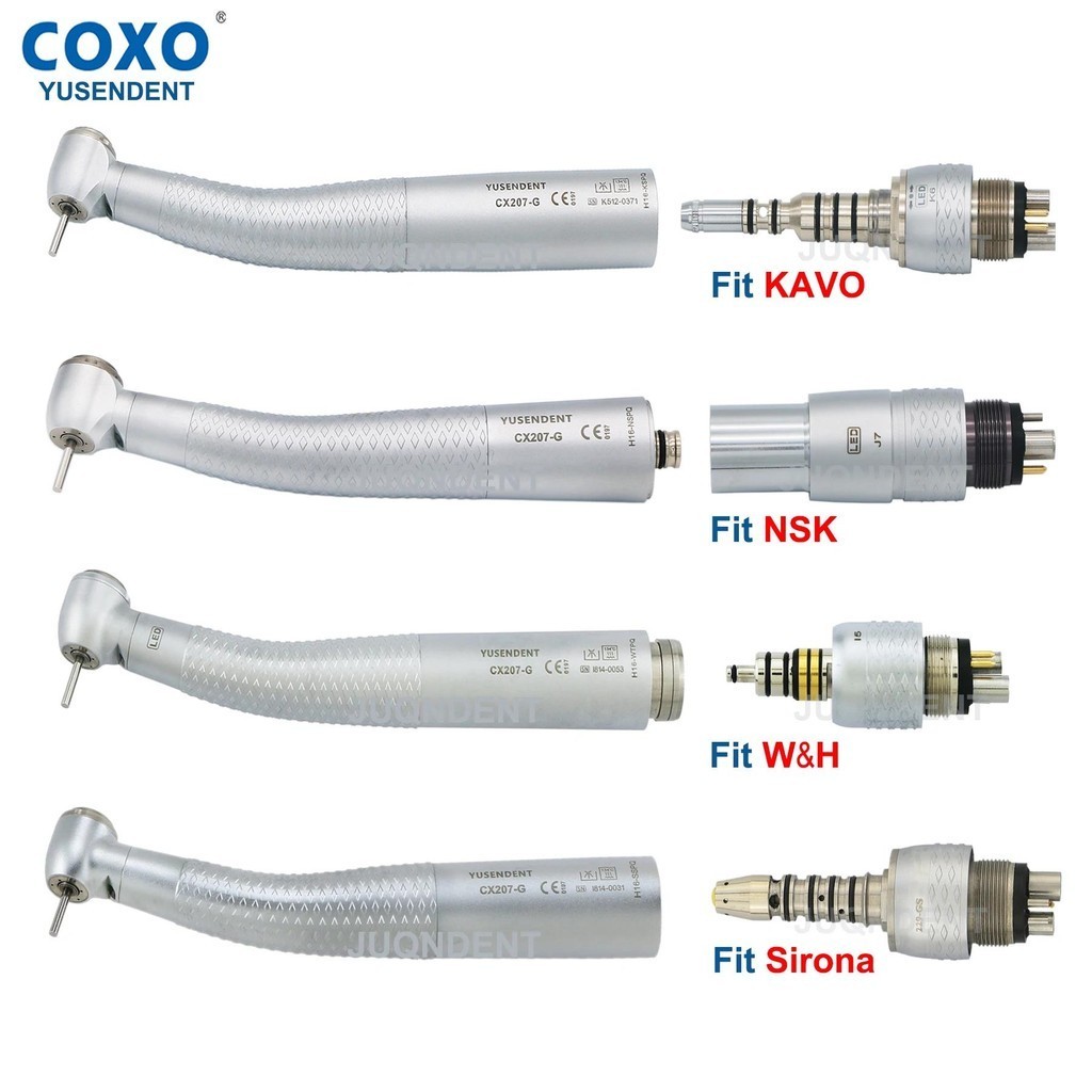 COXO ทันตกรรม Turbine ไฟเบอร์ออปติกความเร็วสูง Handpiece Air โรเตอร์มาตรฐาน/หัวทอร์ค LED Coupler 6 พิน Fit KAVO NSK Sirona WH