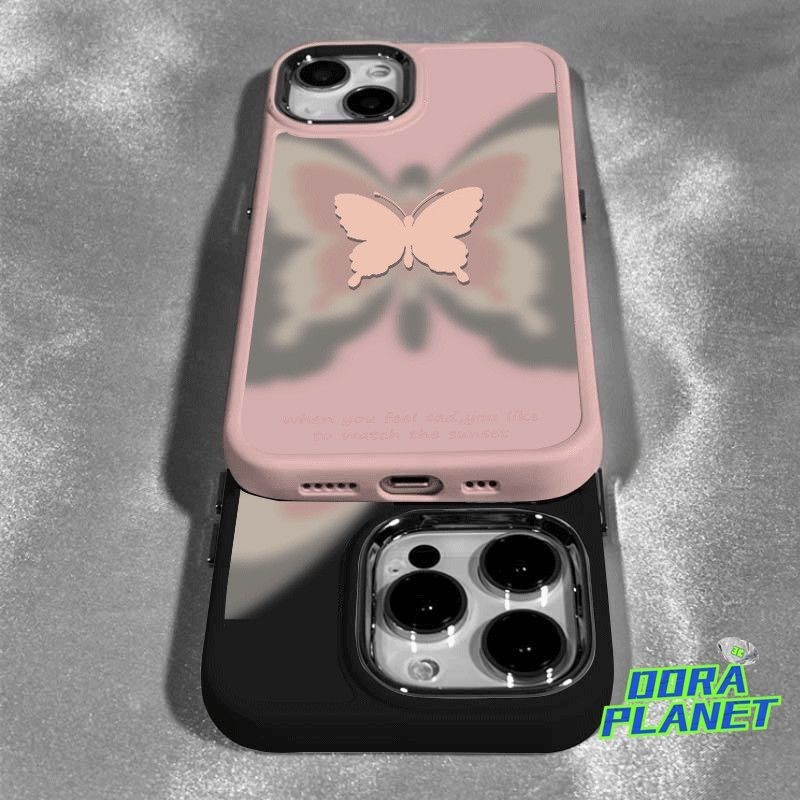 เคสโทรศัพท์มือถือ Tpu นิ่ม กรอบโลหะ ไล่โทนสี ลายผีเสื้อ หรูหรา สําหรับ iPhone 15 12 Pro Max 11 13 14 Plus XS XR XS Max SE2020 7 8 Plus