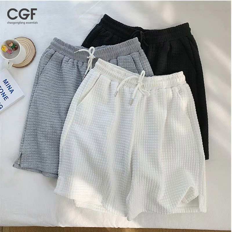 Chaogongfang กางเกงขาสั้น วาฟเฟิล อินเทรนด์ฤดูร้อน สําหรับผู้ชาย