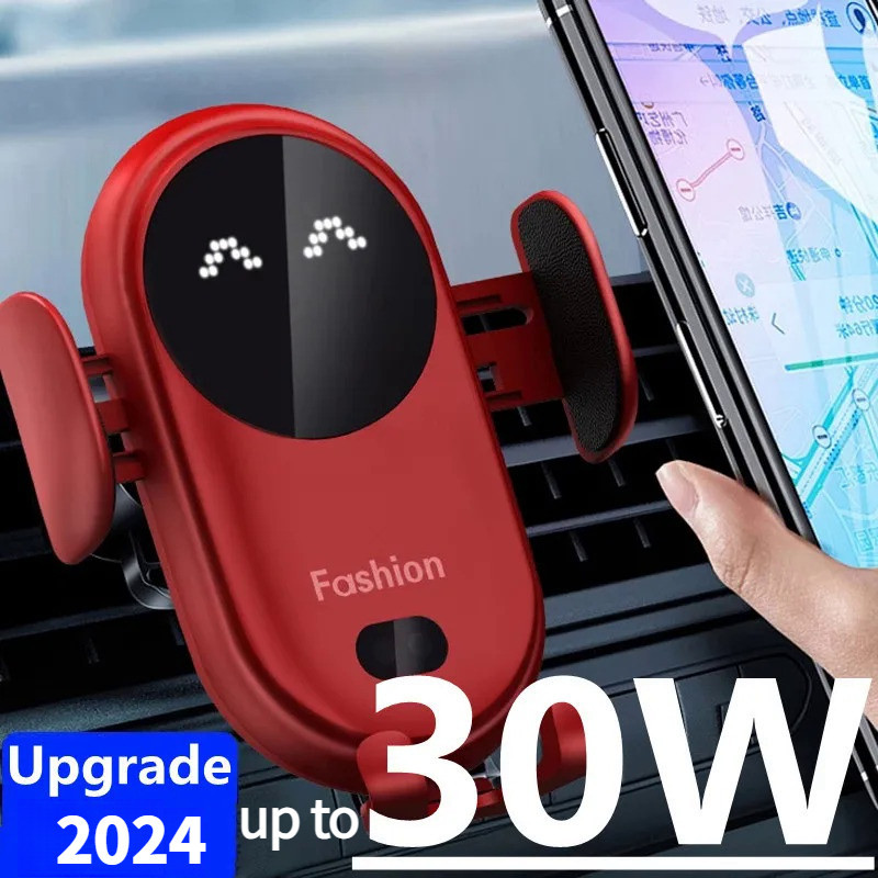 ที่ชาร์จโทรศัพท์ในรถยนต์ แบบไร้สาย 30W สําหรับ iPhone 16 15 14 13 12Pro Max 11 11Pro X XR XSMAX 8 7 Plus