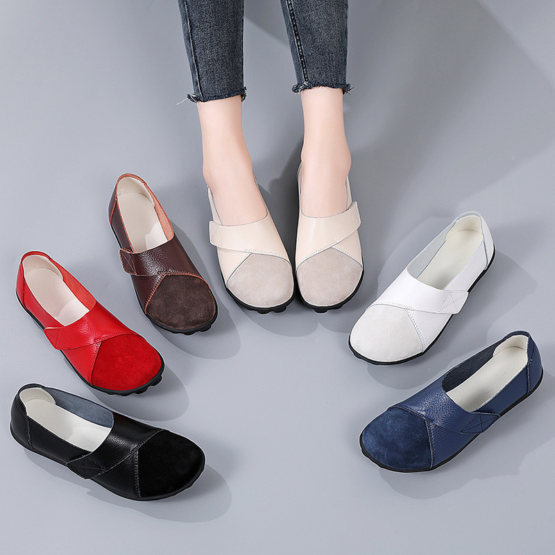 รองเท้าแฟชั่น สไตล์เกาหลี สําหรับผู้หญิง | ขนาดใหญ่ 35-44 | รองเท้าโลฟเฟอร์ สีขาว กันลื่น ทนต่อการสึกหรอ | รองเท้าลําลอง หนังวัวแท้ | จัดส่งฟรีในสต็อก