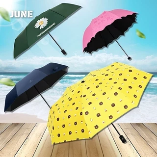 🌂ร่มกันฝนโดนน้ำเปลี่ยนลายดอกไม้ ร่มกันUV ขนาดเล็ก กันฝนและแสงแดด น้ำหนักเบา พกพาสะดวก หลายสี โครงร่มและด้ามจับที่