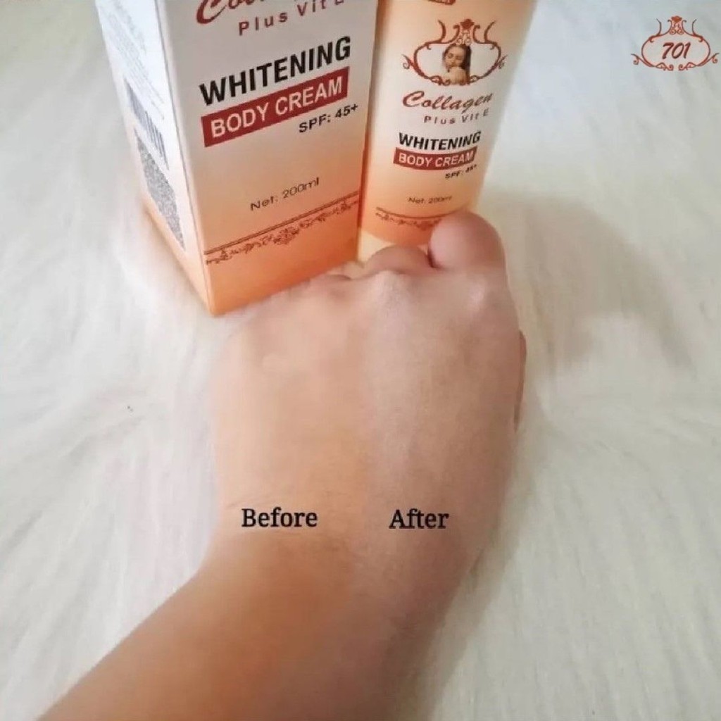 701 Collagen Plus Vit E Whitening Body Cream 200ML SPF 45+ (ไม่มีกล่อง) 100%Direct Factory