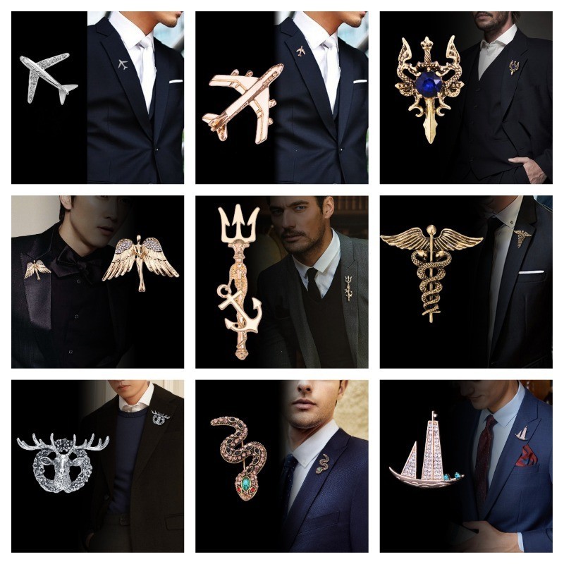 1 ชิ ้ นผู ้ ชายเครื ่ องบินเข ็ มกลัดอัญมณีโลหะคอ Pin Elegant ชุด Lapel เข ็ มกลัดสําหรับชุดสูท Tuxedo
