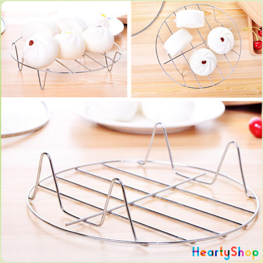 HeartyShop ขาตะแกรงสแตนเลส อุปกรณ์เสริม สำหรับหม้อทอดไร้น้ำมัน ขาตั้งสแตนเลส Single layer steaming rack