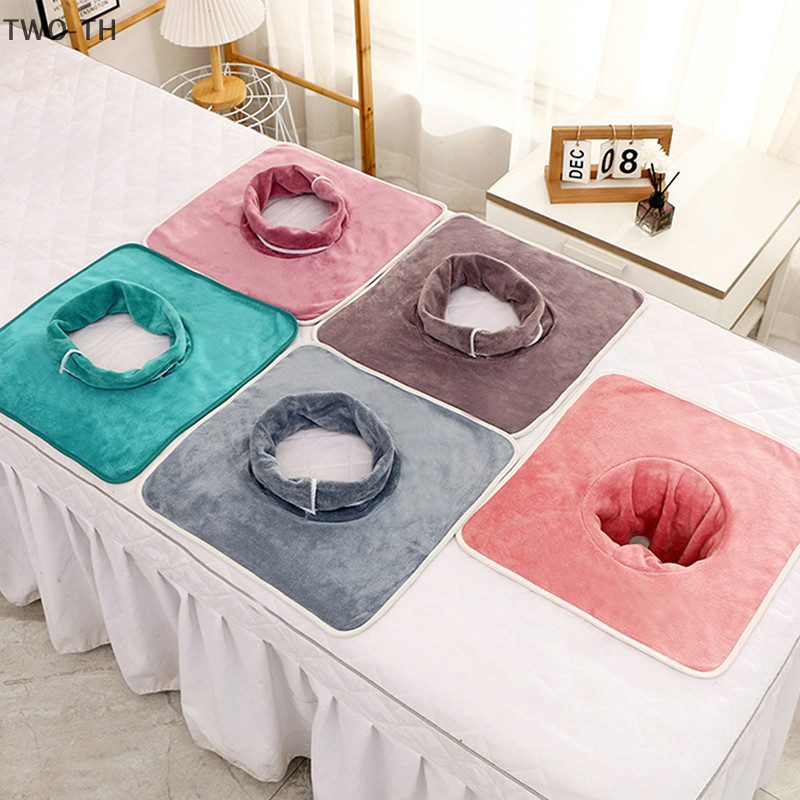 Two-th ใหม่ ผ้าขนหนูนวดหน้า สปา ขนาด 35*35 ซม. พร้อมรู