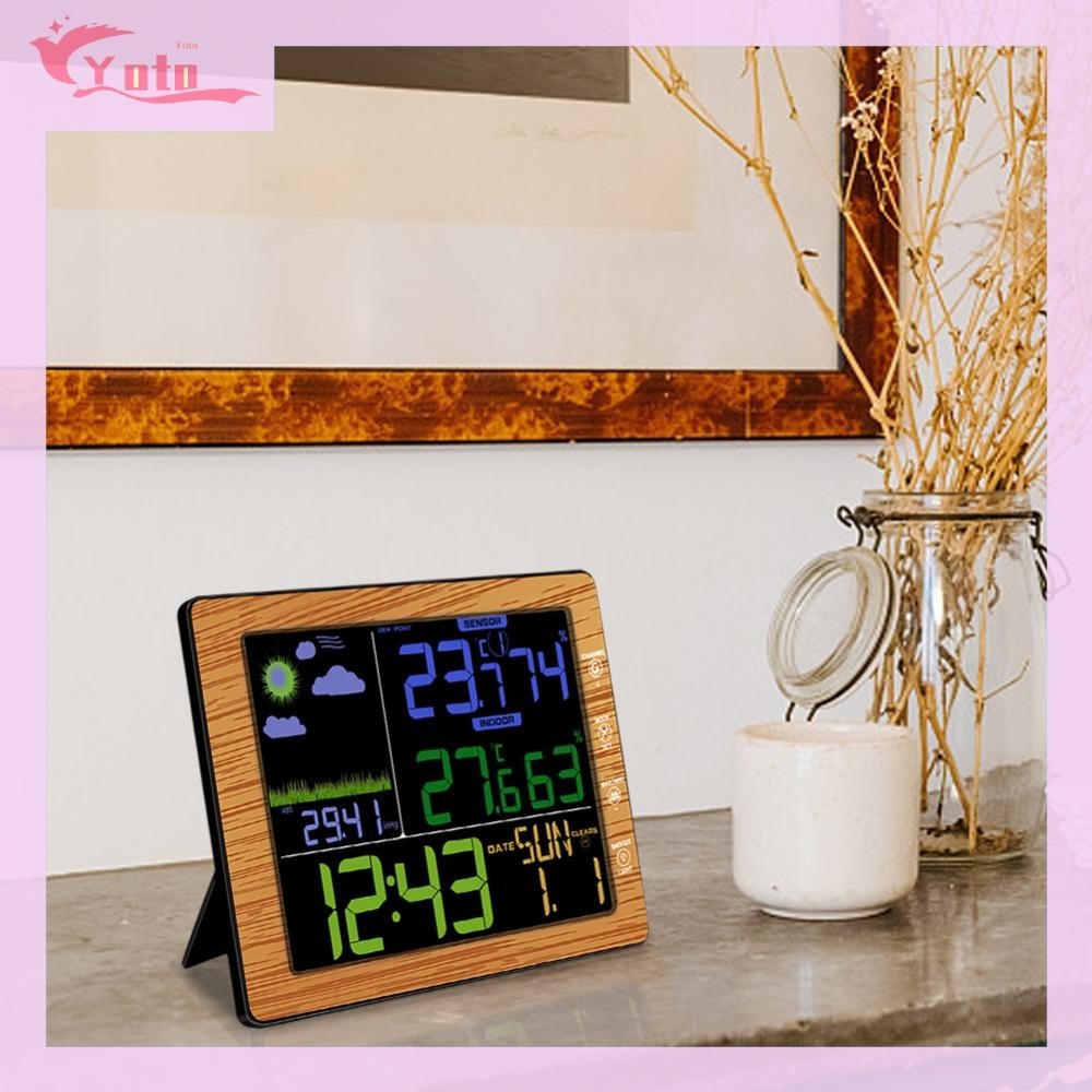 [Yotable.th] นาฬิกาตั้งโต๊ะ หน้าจอสี LCD พยากรณ์อากาศ สําหรับในร่ม กลางแจ้ง