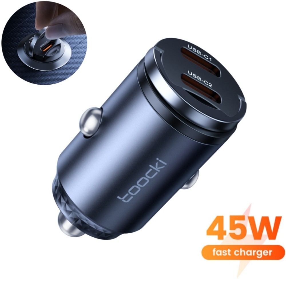 ที่ชาร์จในรถยนต์ 45W Dual Type C PPS 33W PD ชาร์จเร็ว แหวนดึง USB ที่ชาร์จโทรศัพท์ในรถ สําหรับ Samsung Xiaomi