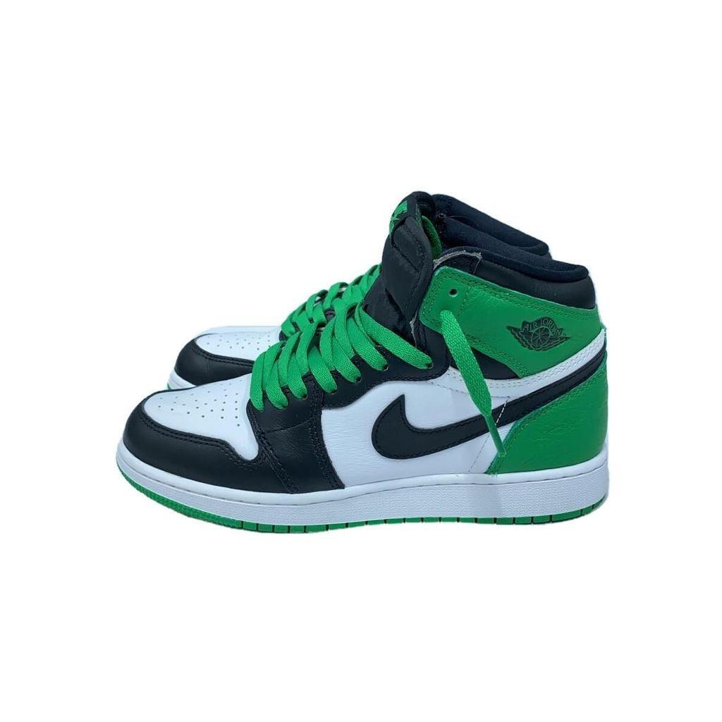 Nike Air Jordan 1 3 7 25 14 รองเท้าผ้าใบหนัง ทรงสูง สีเขียว มือสอง
