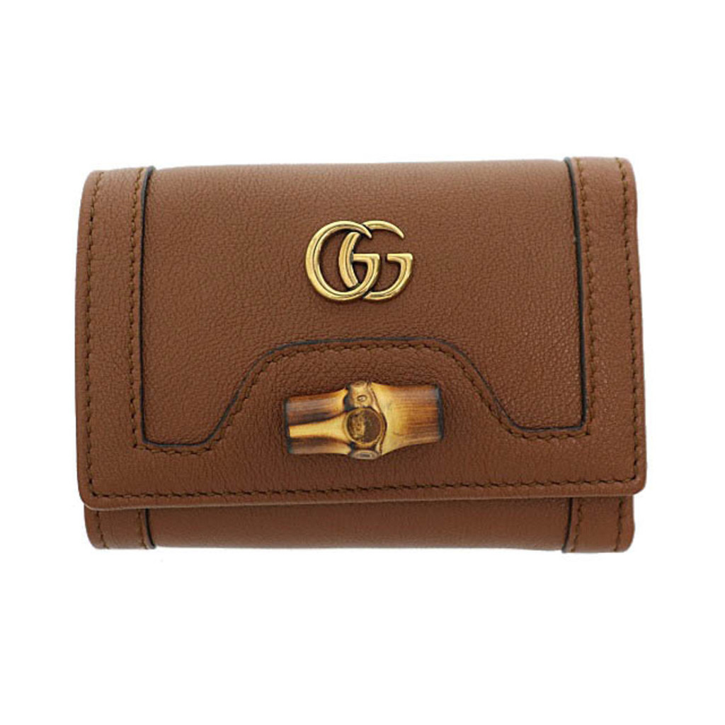 Gucci GUCCI bamboo medium wallet tri-fold wallet 658633 Direct from Japan Secondhand