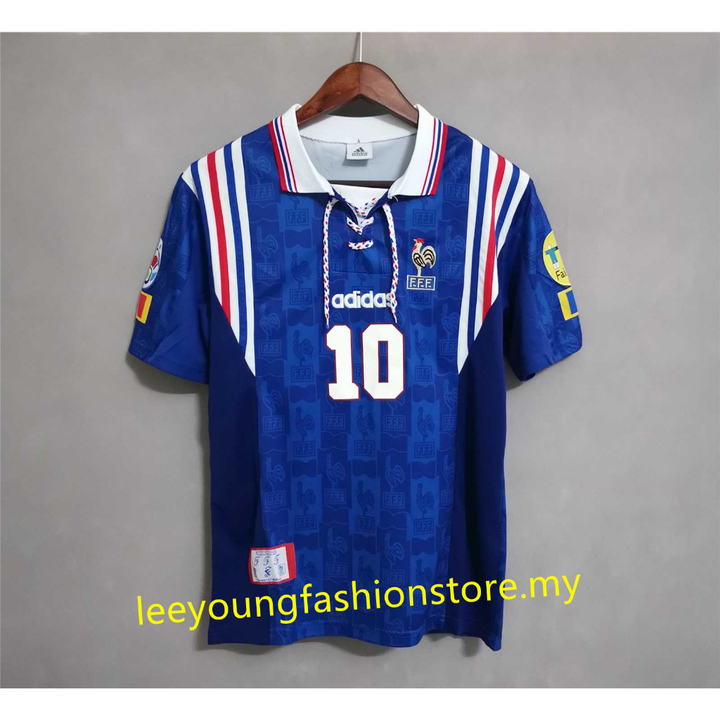 เสื้อกีฬาแขนสั้น ลายทีมชาติฟุตบอล FRA 1996 ชุดเหย้า สไตล์เรโทร