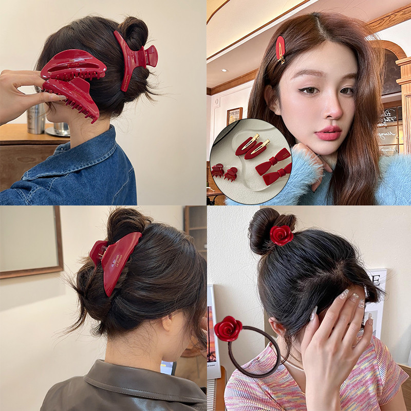 Jojo COCO คลิปจับกรดอะซิติก สําหรับผู้หญิง พร้อมกิ๊บติดผม ด้านหลังของศีรษะ คลิปฉลาม สําหรับหน้าม้า และกิ๊บปากเป็ด ขนาดเล็ก สําหรับผู้หญิง กิ๊บด้านข้าง เชือกผม เครื่องประดับผม