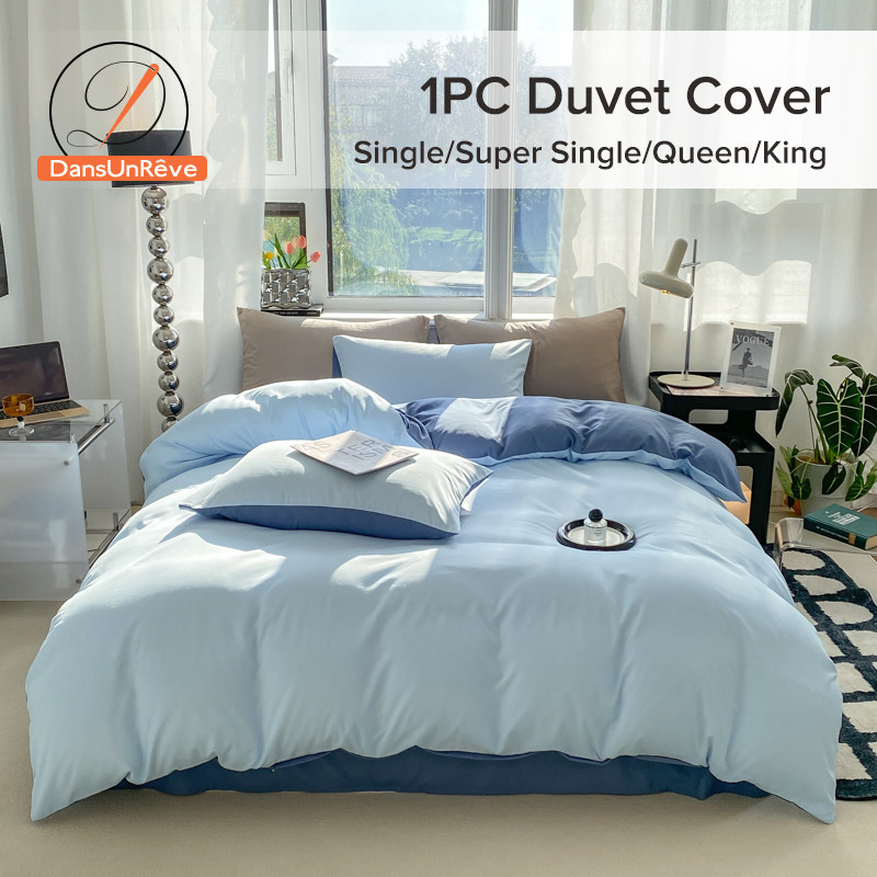 Dansunreve ปลอกผ้านวม 5 ฟุต 6 ฟุต ผ้าฝ้ายนิ่ม สีชมพู สีฟ้า สีม่วง 1 ชิ้น duvet cover