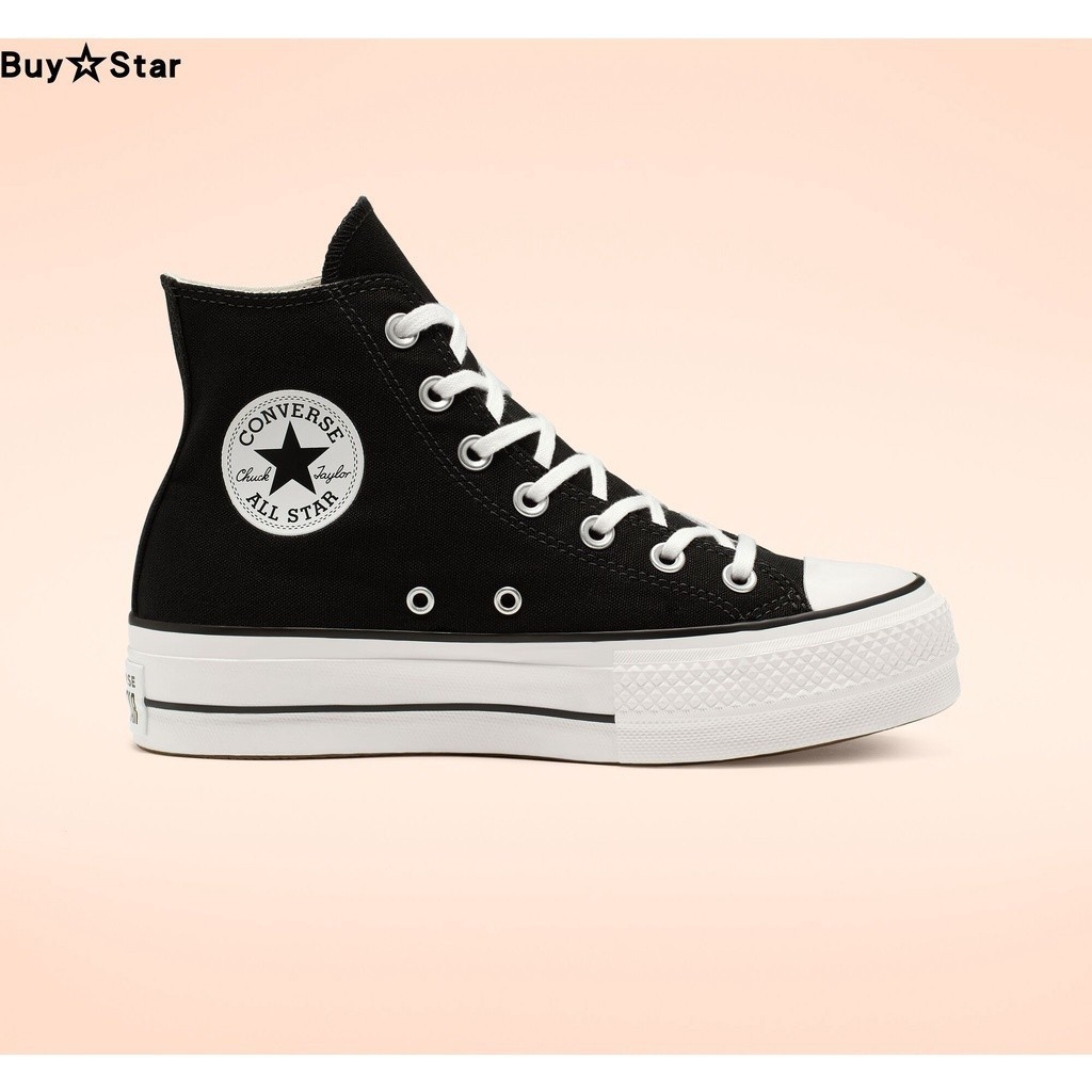 Converse รองเท้าผ้าใบ ข้อสูง พื้นหนา ลายดาว สีดํา และสีขาว 4 สี