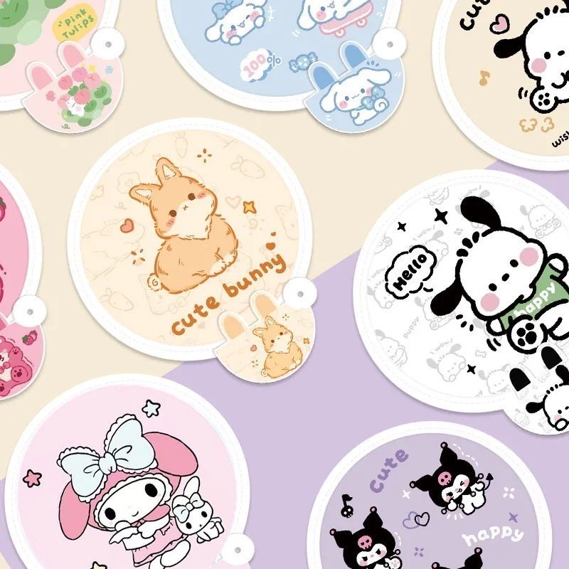 พัดผ้าไหม ลาย Kuromi Cinnamoroll Melody Sanrio น่ารัก แบบพกพา พับได้ เหมาะกับฤดูร้อน