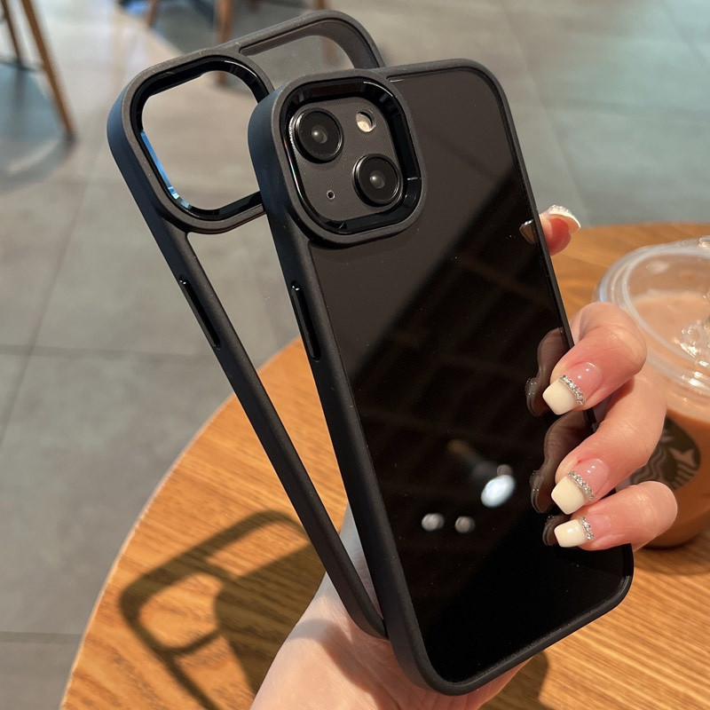 เคสใส เคสPC หลังใส ขอบสี For Iphone 15 11 12 13 14 Pro Max X XS 7 8 Plus XR 14ProMax 13ProMax เคสโทรศัพท์ กันกระแทก
