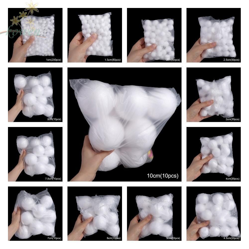 Kowen ลูกบอลโฟม, ลูกบอลคริสต์มาสทรงกลมขนาดเล็ก, ของตกแต่งบ้าน Polystyrene เครื่องประดับคริสต์มาสสีขาว Party