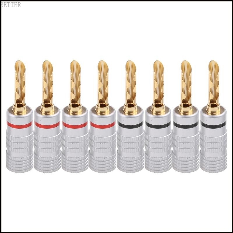 Bett 8 ชิ้นทองแดงชุบทอง BFA 4 มม.กล้วยปลั๊กอะแดปเตอร์สายไฟลําโพงตัวเชื่อมต่อ