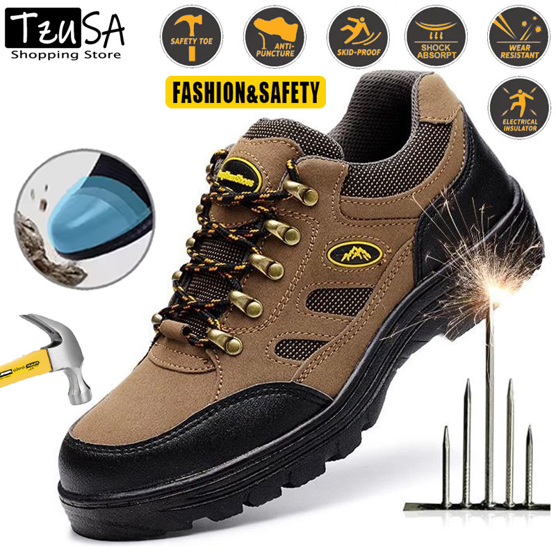 Tzusa ⭐รองเท้าเซฟตี้⭐หัวเหล็ก พื้นแผ่นเหล็ก แข็งแรงทนทาน ไซส์39-46