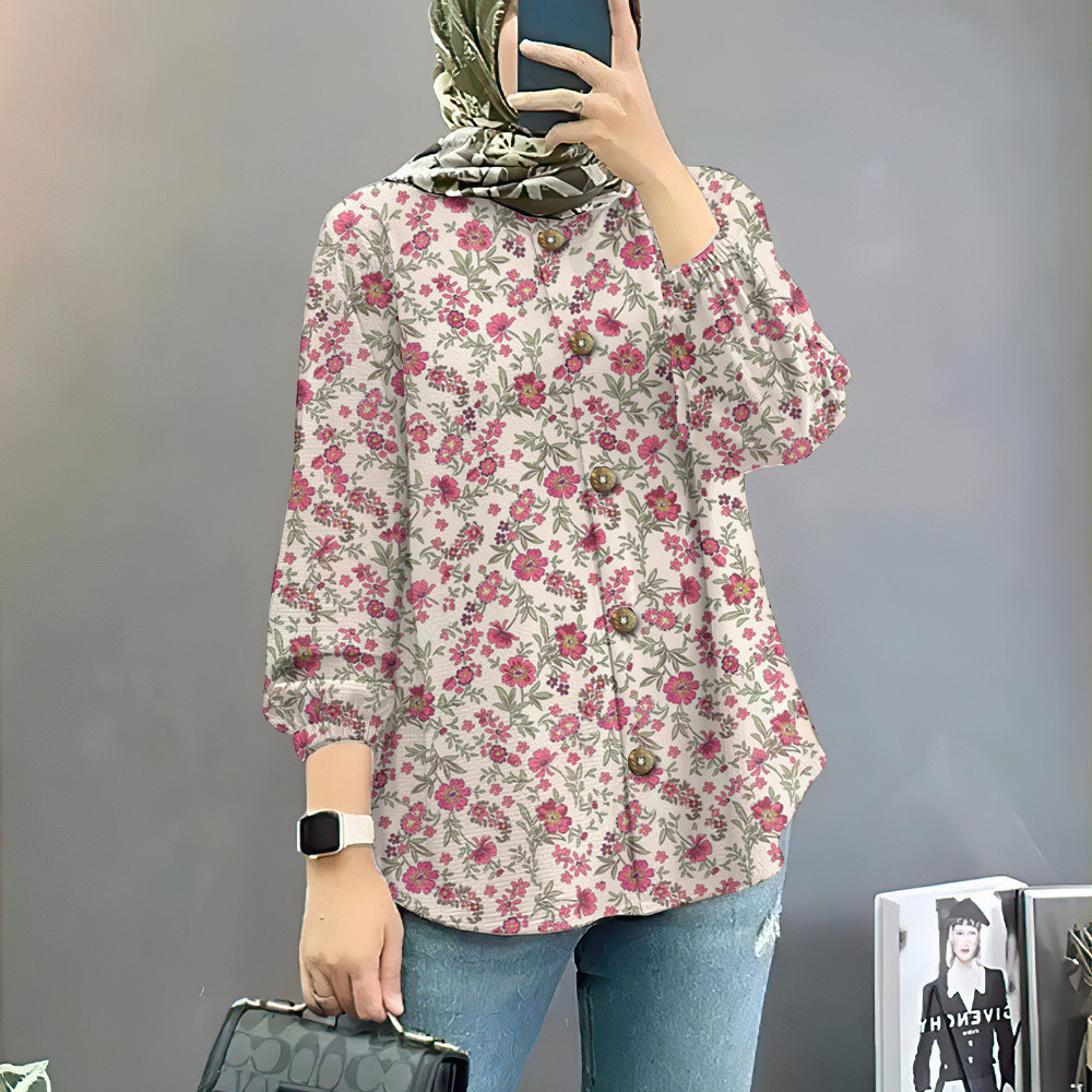 2024 Baju เสื้อผ้ามุสลิม plus ขนาด Baju Raya Vintage ดอกไม้ Muslimah เสื้อ Baju Muslimah เสื้อสไตล์ elegant เสื้อ Muslimah