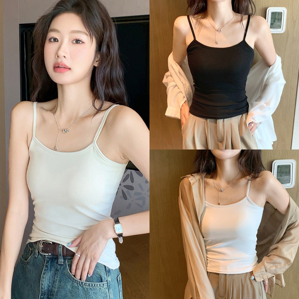 💘Bonnie💘เสื้อสายเดี่ยว สีพื้น เข้ารูป ผ้านุ่ม ราคาถูก เสื้อกล้ามผู้หญิง สไตล์ลำลอง ใส่สบาย ไม่หด