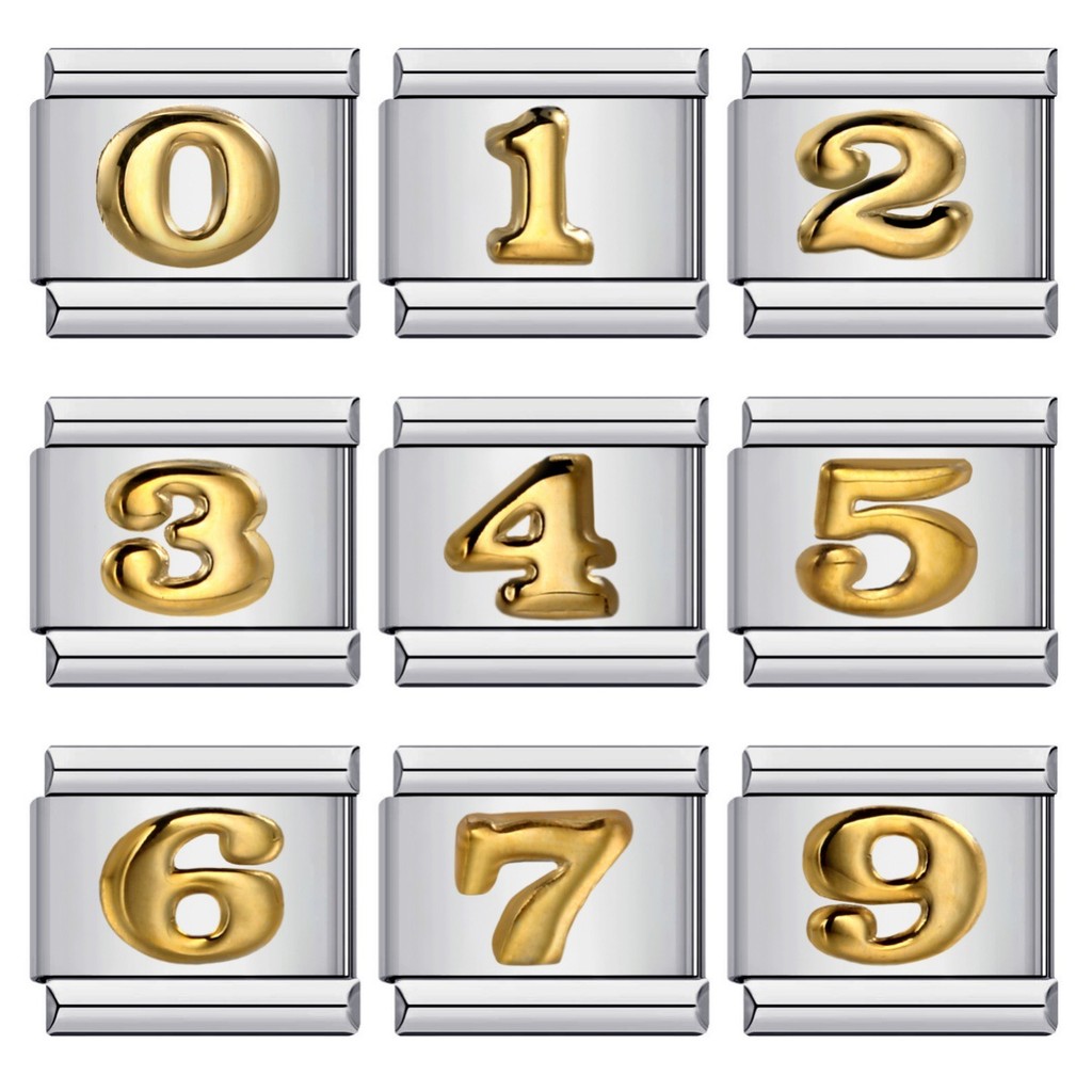 ใหม่ไทเทเนียมเหล็กเว้าและนูนตัวเลขอาหรับ ทําเอง อิตาเลี่ยนโมดูลสร้อยข้อมืออิตาเลี่ยนโมดูล