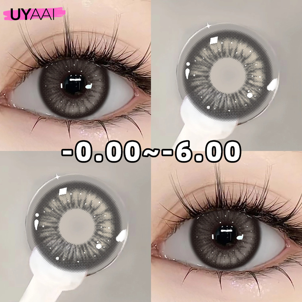 คอนแทคเลนส์ [0.00~-6.00] UYAAI x FRESHLADY Thai Tea series คอนแทคเลนส์สี 14.5 มม. สีเทารายเดือน