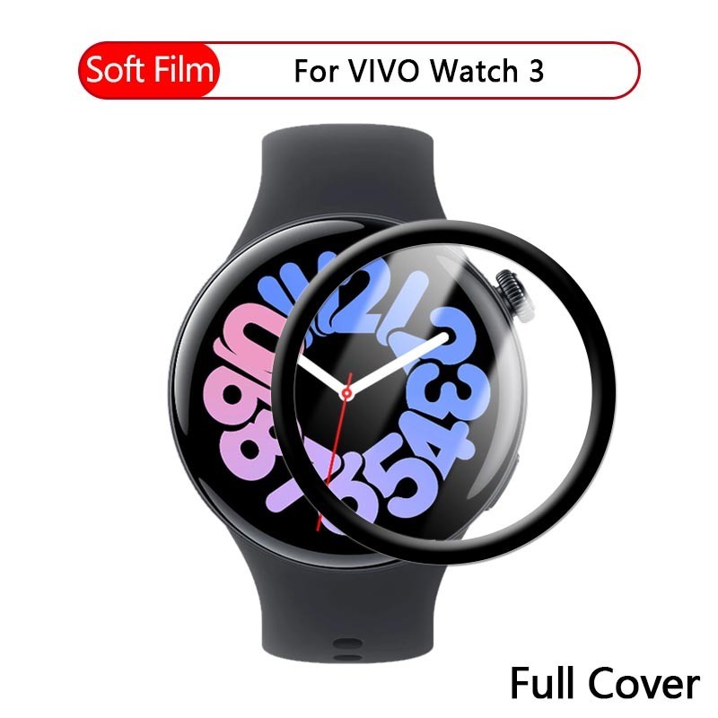 ฝาครอบป้องกันหน้าจอสําหรับ VIVO Watch 3 / iQOO Watch SmartWatch 3D ชุบโค้ง Ultra Clear ป้องกัน PMMA 