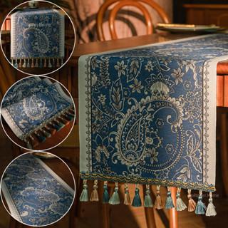 เสื่อโต๊ะ ผ้า เชนิลล์ คุณภาพสูงพู่ผ้าตารางสไตล์ยุโรปตู้ทีวีโ…