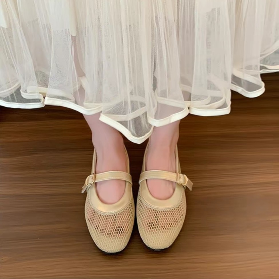 พร้อมส่งจาก กทม. รองเท้าแมรี่เจน ตาข่ายสวยไม่กัดเท้า Mary jane shoes ใส่สบายระบายอากาศ