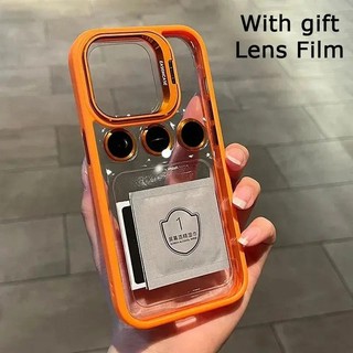 หรูหรา HD Acrylicwith เลนส์ Full Cover เคสป้องกันเข้ากันได้กับ iPhone 17 16 15 14 13 12 11 Pro Max Plus Air กันกระแทกซิลิโคนนุ่มขอบแข็งปกหลังความงาม