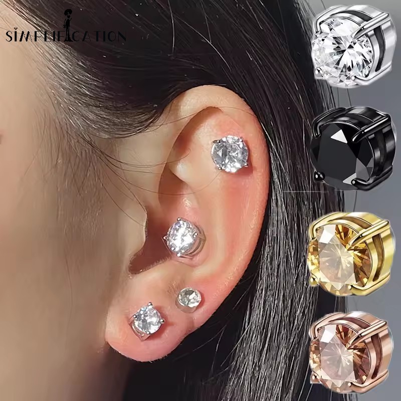 หรูหราเพทายรอบแม่เหล็กหูคลิปกระดูก-หลายขนาดส่องแสงคริสตัลไม่เจาะต่างหู-เครื่องประดับแฟชั่นที่สง่างามอุปกรณ์เสริม