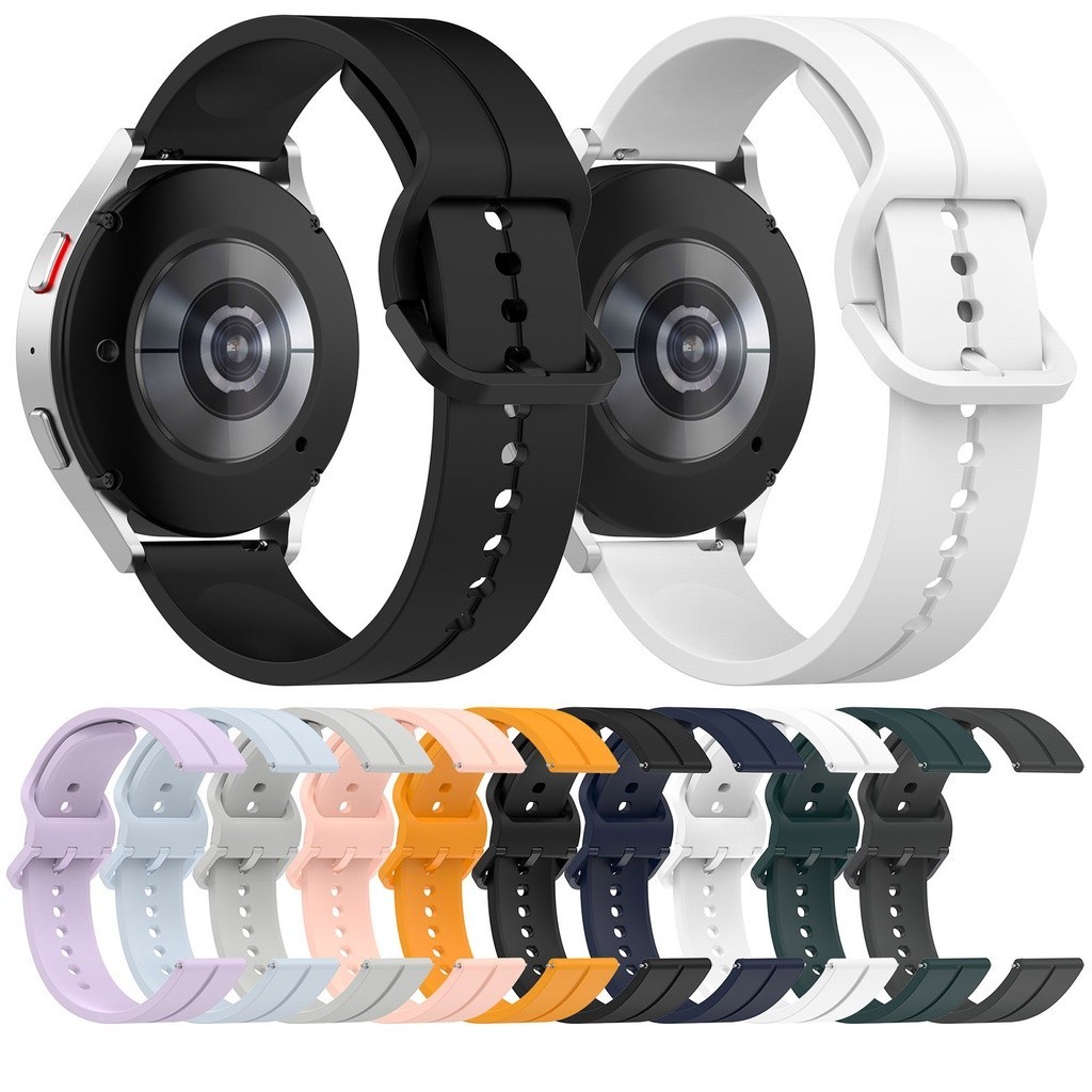 สายนาฬิกาสากล20/22mmสำหรับสาย Samsung Galaxy Watch6/5/4สายซิลิโคนแบบหัวล็อคสี