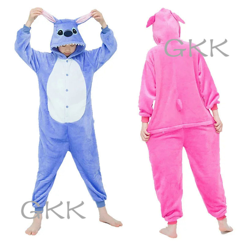 GK Disney Anime Stitch Kids Cosplay Costumes Jumpsuit Kigurumi Pajamas Cute Child Hooded Sleepwear C