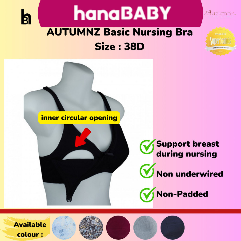 AUTUMNZ Nursing Bra Basic Non-Padded Non-underwired Bra Menyusu Tanpa Besi Tanpa Span SIZE-38D