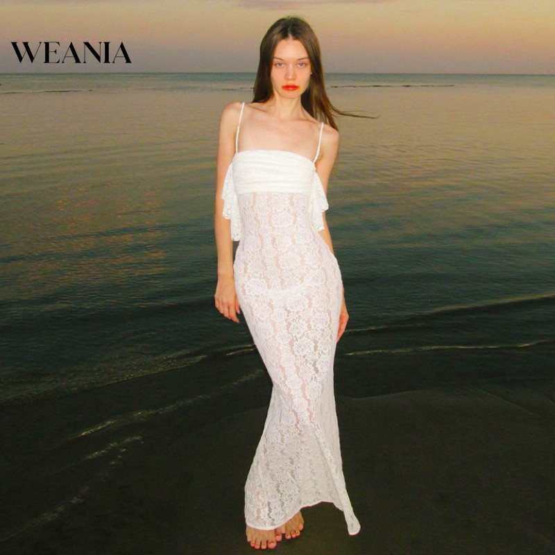 Weania ชุดเดรสซีทรู ทรงสลิมฟิต ลูกไม้ เซ็กซี่