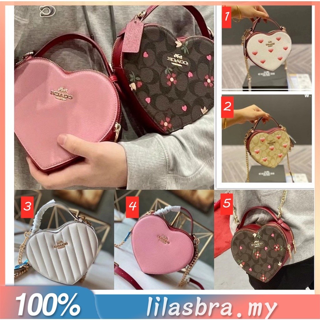 Heart Crossbody C5118 C5119 C8040 ผู้หญิง กระเป๋าสะพายข้าง Coac h กระเป๋า หนังแท้ รูปหัวใจ ของขวัญวั