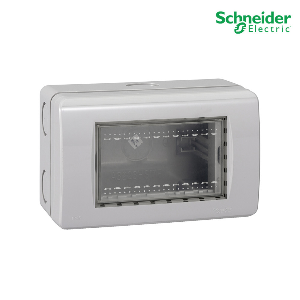 Schneider ฝาครอบกันน้ำ IP55 ขนาด 3 ช่อง พร้อมกล่อง สีเทา รุ่น Concept | A3223HSMR (GY) | PlugOn
