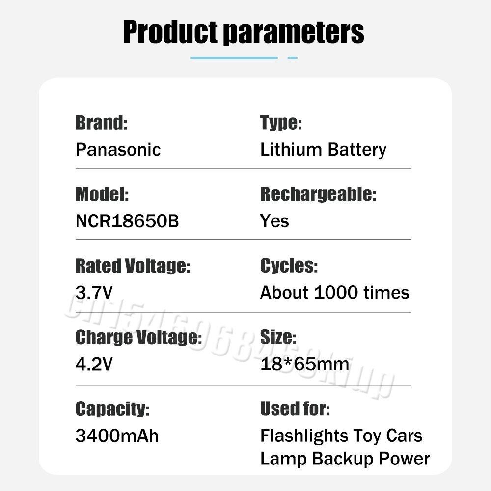 Panasonic แบตเตอรี่ลิเธียม แบบชาร์จไฟ 18650 NCR18650 3.7V 3400mAh 20A สําหรับไฟฉาย - รูปที่ 3